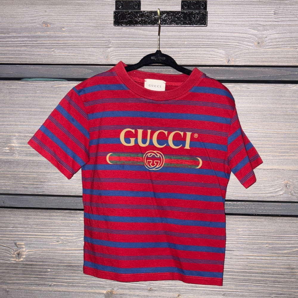 Gucci Kids Striped Red and Blue Tee